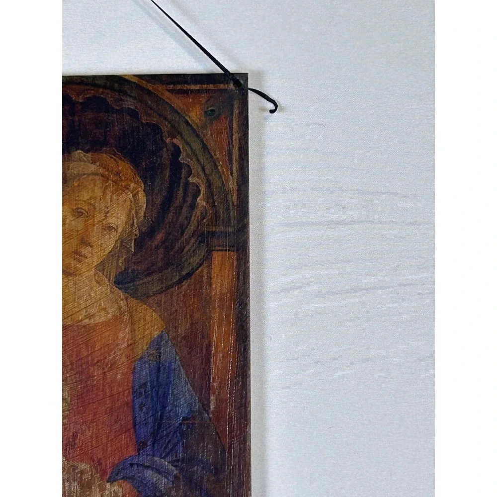 Twin Icons Madonna and Child Tin Art Hanging Plaque Brown Excellent Religious